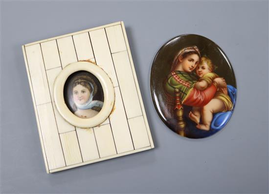 Two French porcelain portrait miniatures